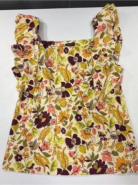 Ann Taylor Floral Ruffle Strap Blouse Size Small Cottagecore Boho